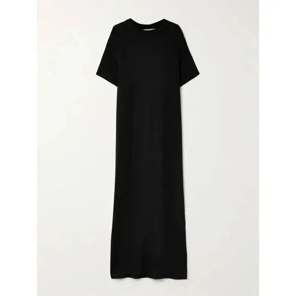 RÓHE Women's Black Short Sleeve Stretch Knit Jersey Maxi Dress Size 38 NWOT - Picture 3 of 11